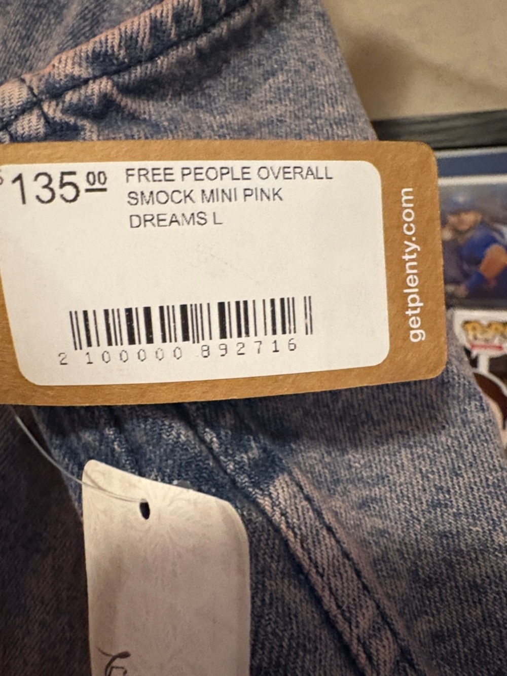 Free People Pink Dreams Wash Denim Overall Dress - Picture 3 of 6